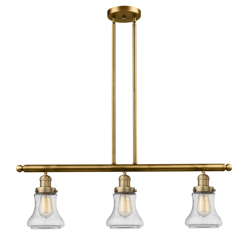 Edda 3 - Light Kitchen Island Pendant, Brushed Brass, Seeded