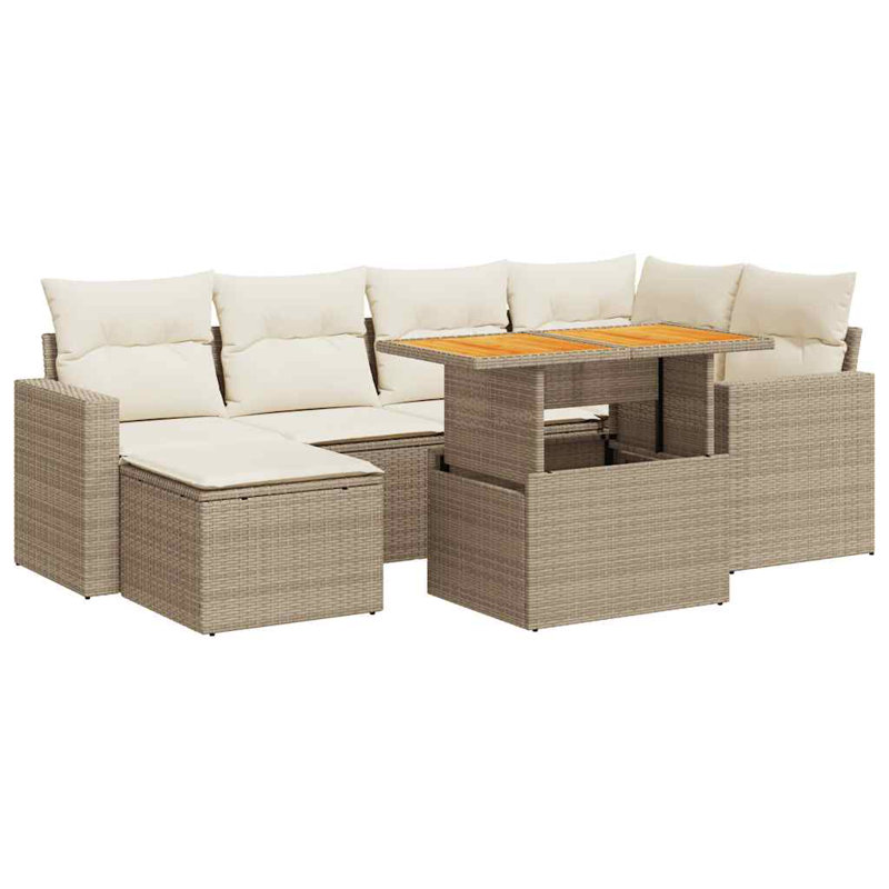  Ensemble de canapé de jardin beige, Beige, Beige
