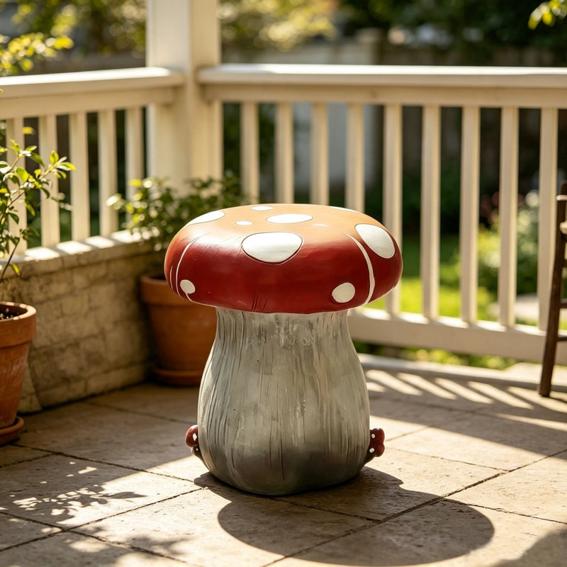 Statue de champignon surdimensionnée, sculpture de jardin
