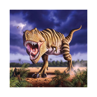 A Tyrannosaurus Rex Attacks, Lit By The Late Afternoon Sun by Jerry LoFaro - Wrapped Canvas Graphic Art