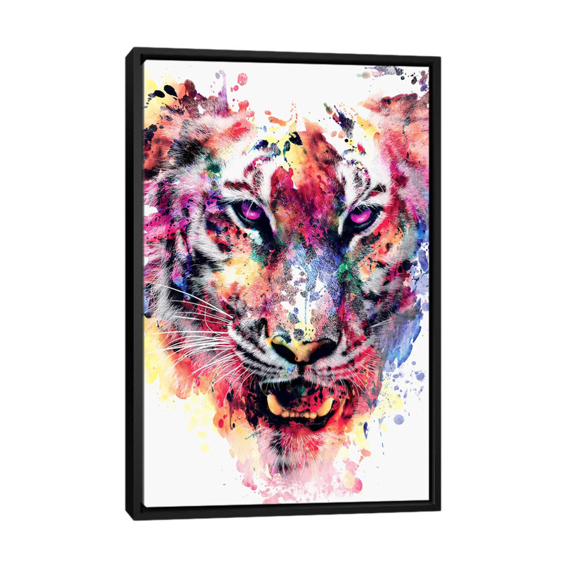« eye of the tiger », impression sur toile, H 60 po x l 40po x P 1,5 po, Toile avec cadre noir, Pas de tapis