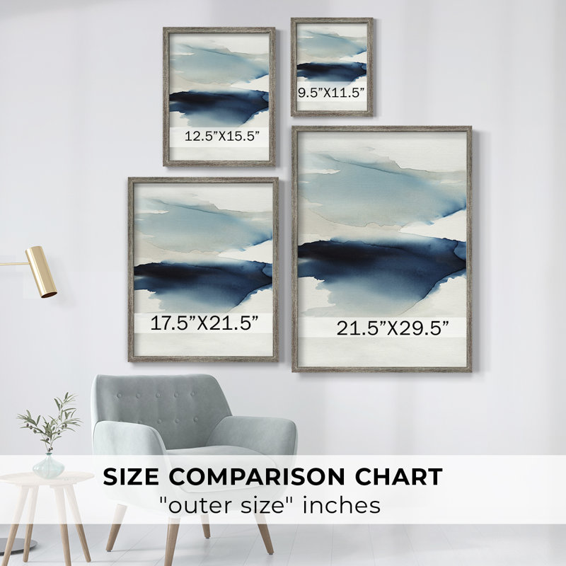 Waves I, reproduction encadrée - bois massif, H 15 po x l 12 po