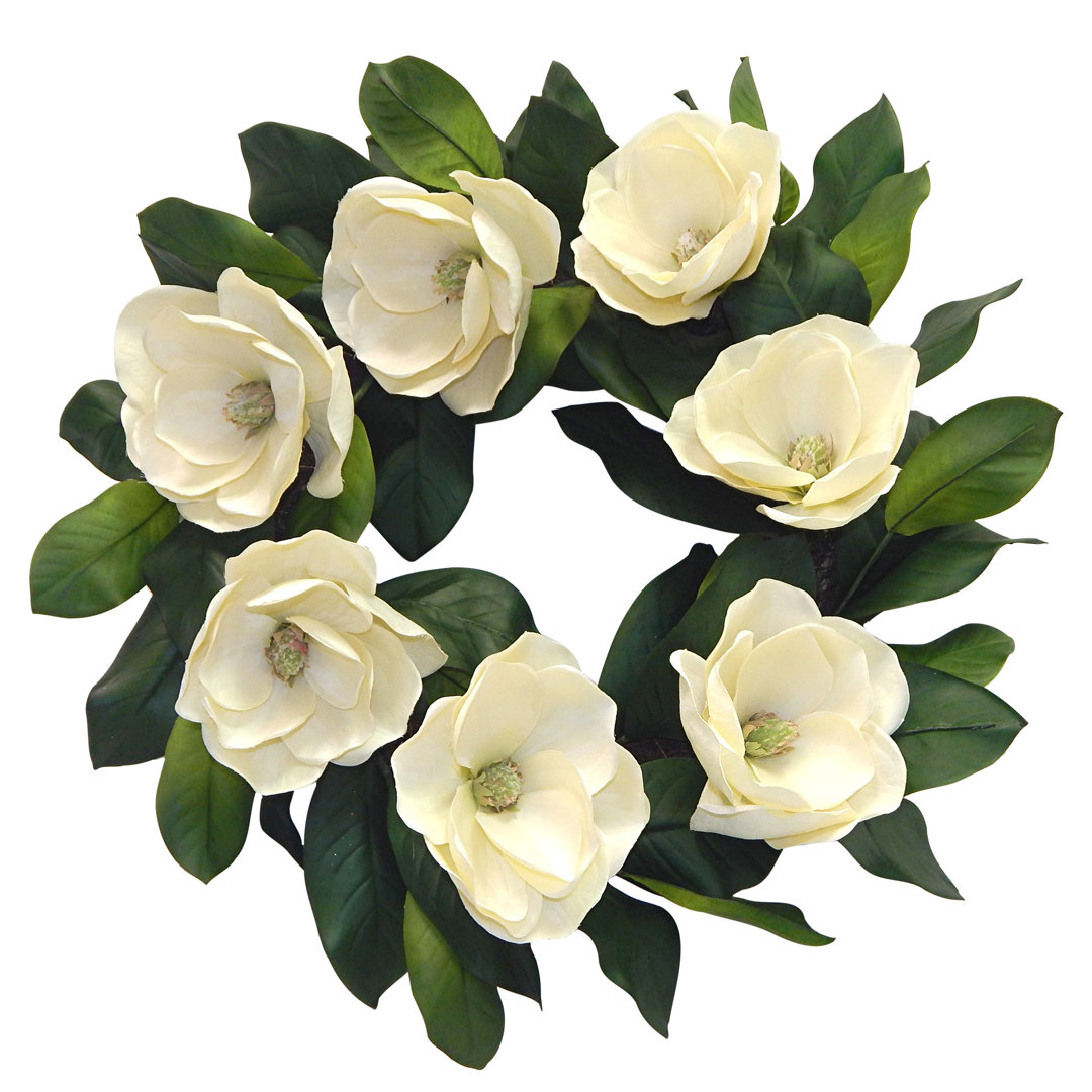 24" Cream Magnolia Wreath Gracie Oaks