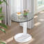 Table d'appoint de 22 pouces pour le verre, table de bout ronde moderne en verre trempé, table basse ronde en verre, petite table convenant au salon, au café, à la maison et au bureau-1065123485