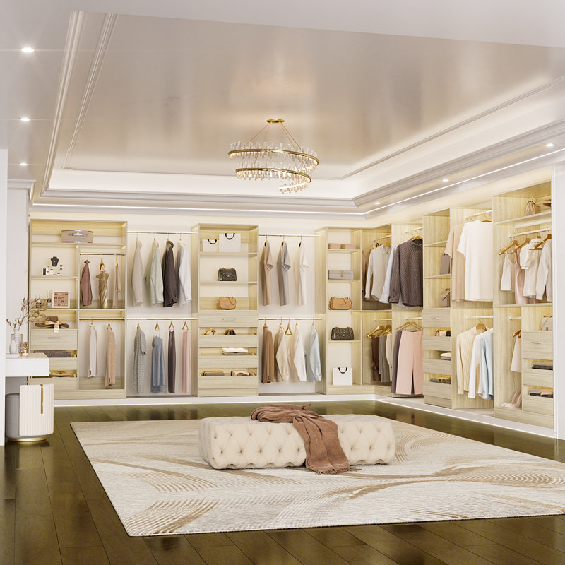 Système d'organisation 92-374 pouces avec 14 tiroirs et 14 supports à vêtements, Beige