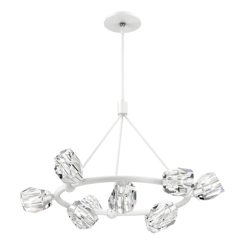 Luminaire suspendu de roue de chariot unique à 9 lumières Gatsby, Blanc