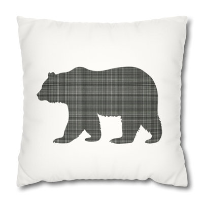 Buffalo Plaid Bear Pillow Cover Gingham Check Bear Silhouette Throw Pillow
