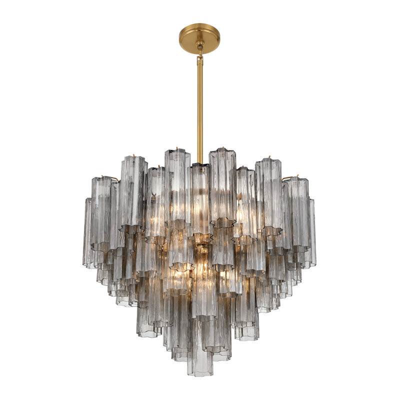 Mexborough Chandelier, 12 Lights, 21.5" H x 26.75" W x 26.75" D, Gray/Aged Brass