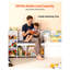 Banc de rangement pour enfants avec dossier, coffre de rangement pour jouets en bois blanc avec 6 compartiments, bibliothèque à 3 niveaux et tiroir, 66,9 x 15,8 x 31,5 po