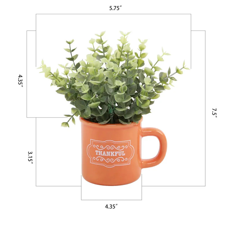 Grande tasse en céramique avec faux eucalyptus