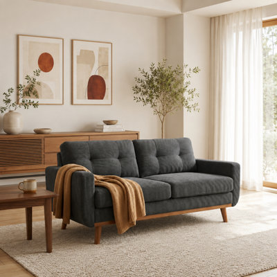 Lunora 65'' Mid-Century Modern Upholstered Loveseat with Solid Wood Frame