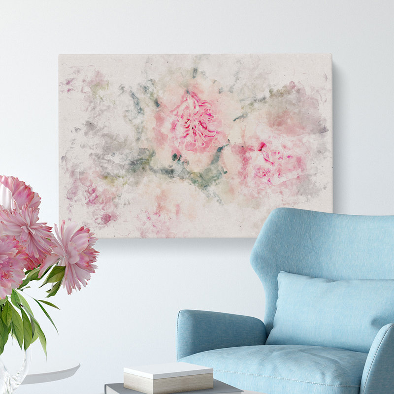 Pale Pink Carnation Flowers - Wrapped Canvas, 60cm H x 91cm W x 3cm D
