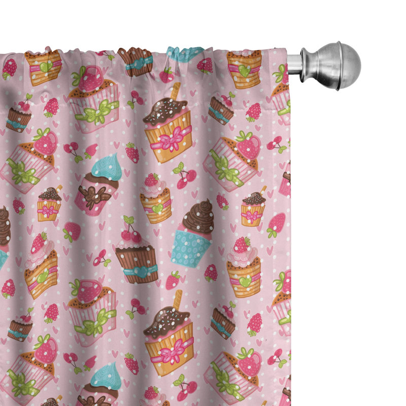 Kitchen Cupcakes Semi-Sheer Rod Pocket Curtain Panels, 28" x 95"