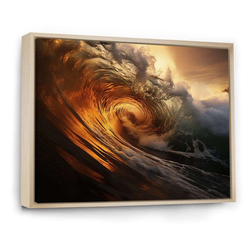 Vague photo surfeurs paradis II, Cadre naturel flottant, H 30 po x l 40 po x P 1,5 po