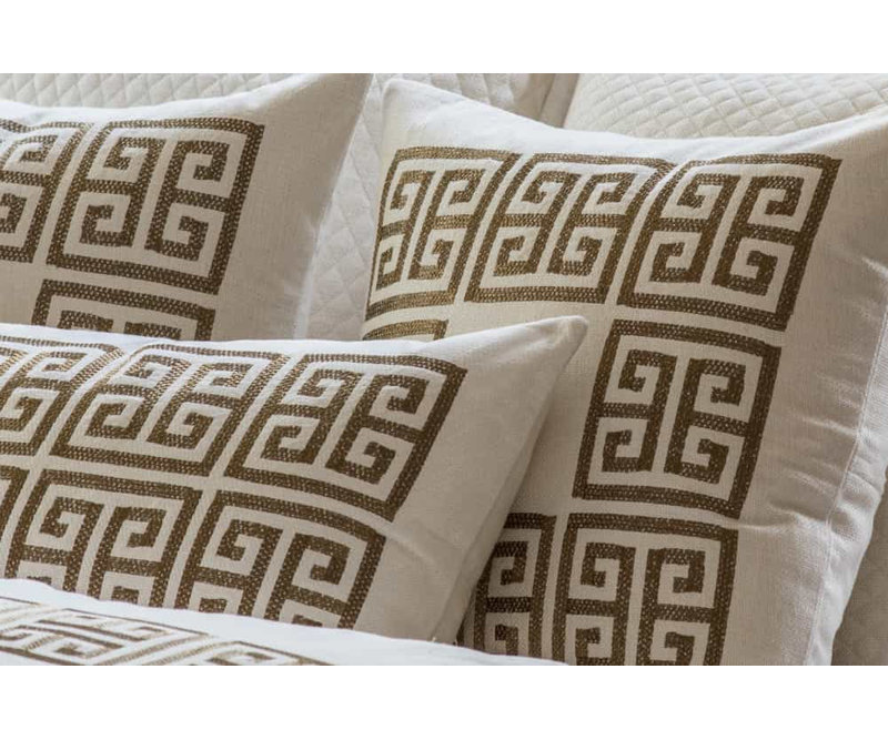 Guy Geometric Feather Throw Pillow, Gold