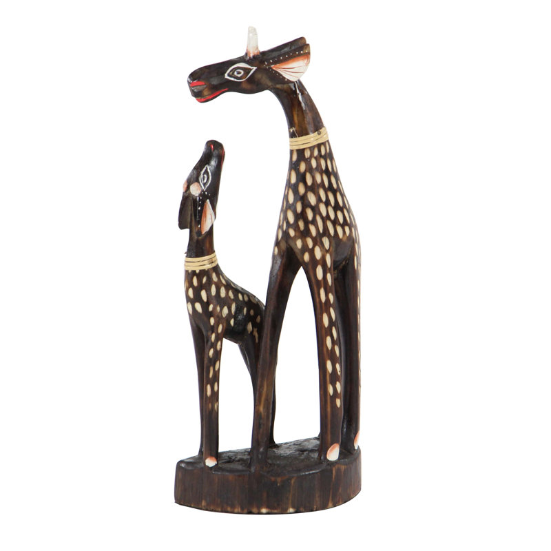 Figurine giraffe et veau contemporain Chama