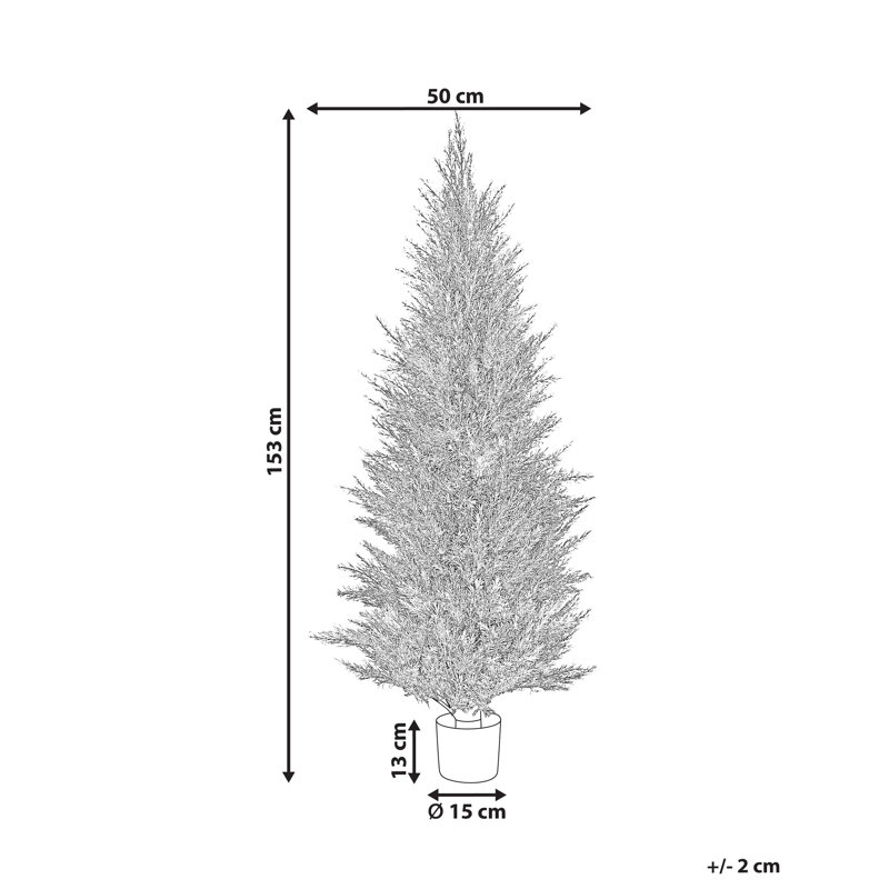 Faux Cedar Tree in Plastic / Acrylic Planter, 153cm H x 50cm W x 50cm D