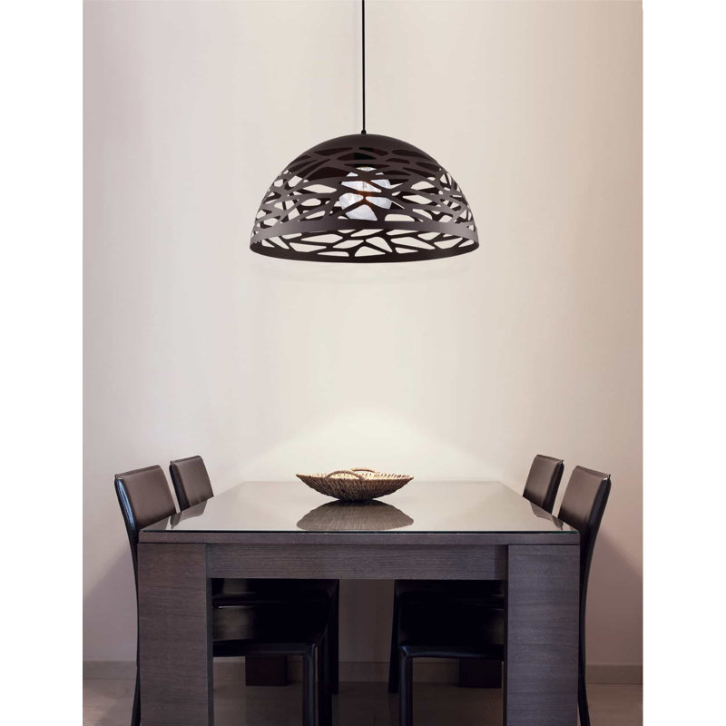 Luminaire suspendu en forme de dôme 1 lumière Wogina, Noir mat