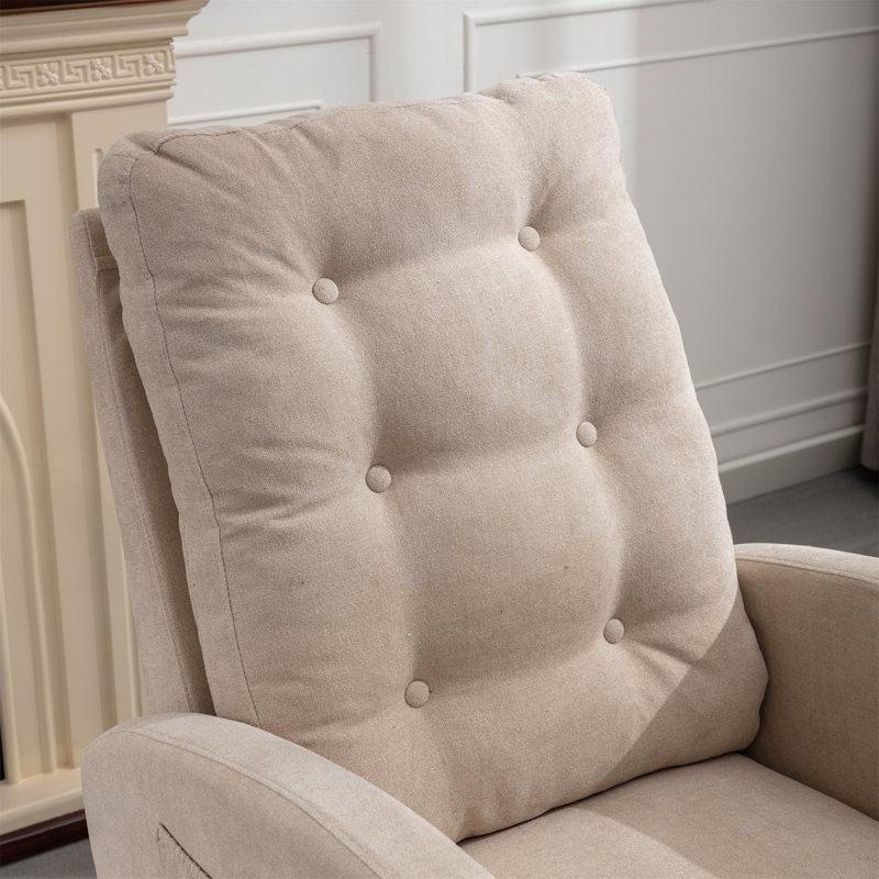 Chaise berçante avec repose-pieds à haut dossier, Beige en double