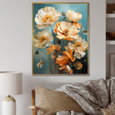 Beige Twilight Impressionistic Poppies, reproduction d'art sur toile