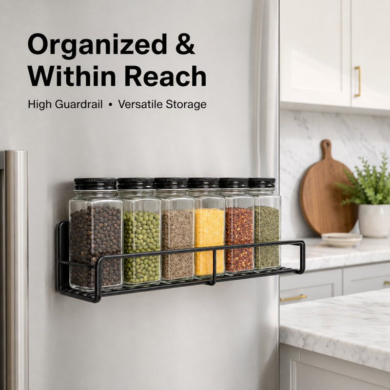 Magnetic Black Spice Rack with Shelves