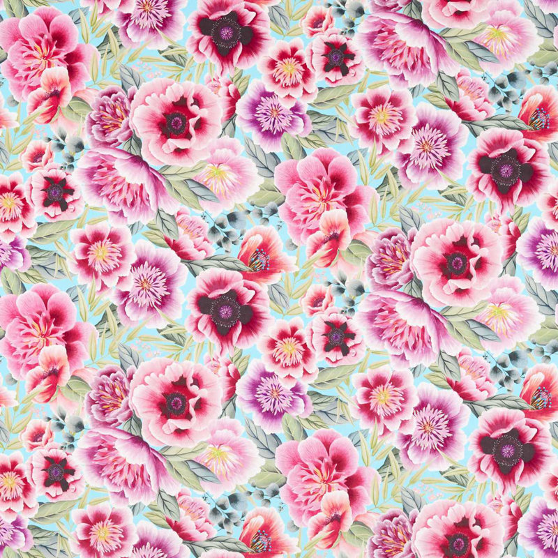 Marsha Fabric, Aqua/Peony/Magenta