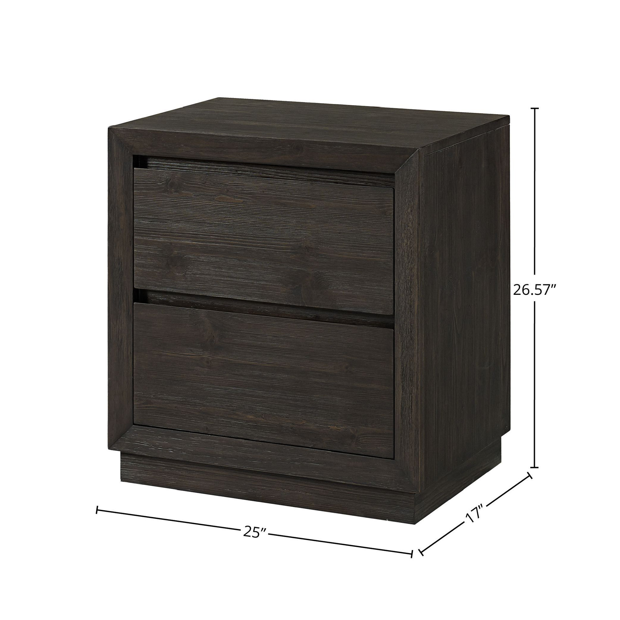 Albie 2-Drawer Pine Nightstand, Cocoa
