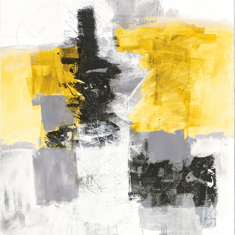 Action II Yellow And Black by Jane Davies - Wrapped Canvas Painting, 30cm H x 30cm W x 3.8cm D