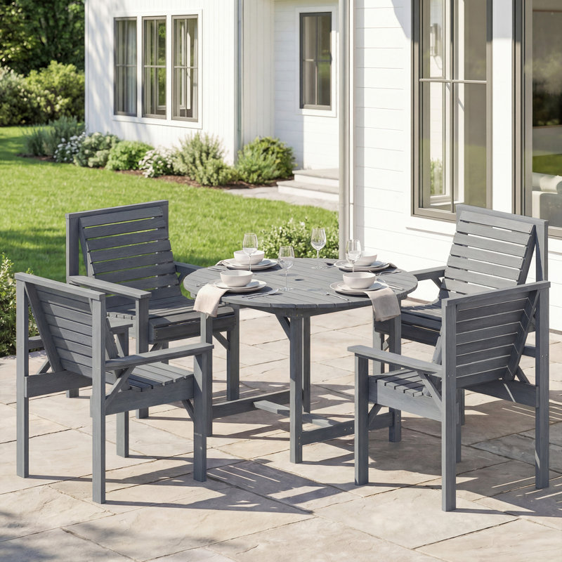 Outsunny 5 Pieces Garden Dining Set 4 Seater, Grey