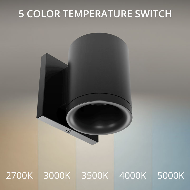 Zoron Dimmable LED Outdoor Round Wall Light With Color Temperature Switch (2700K/3000K/3500K/4000K/5000K), 45° Beam Angle