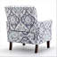 Fauteuil à motifs en mélange de polyester, structure en bois de bouleau massif avec pieds fuselés bruns, chaise d'appoint rembourrée de mousse avec garniture pour le bureau du salon