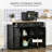 Sideboard With Solid Wood Countertop, Modern Kitchen Storage Cabinet, Coffee Bar Cabinet With 3 Drawers, Doors And Adjustable Shelf-1271052938