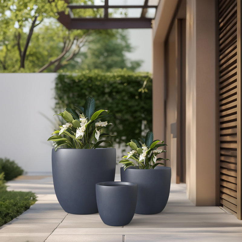 Lughan Handmade Pot Planter, Granite Gray