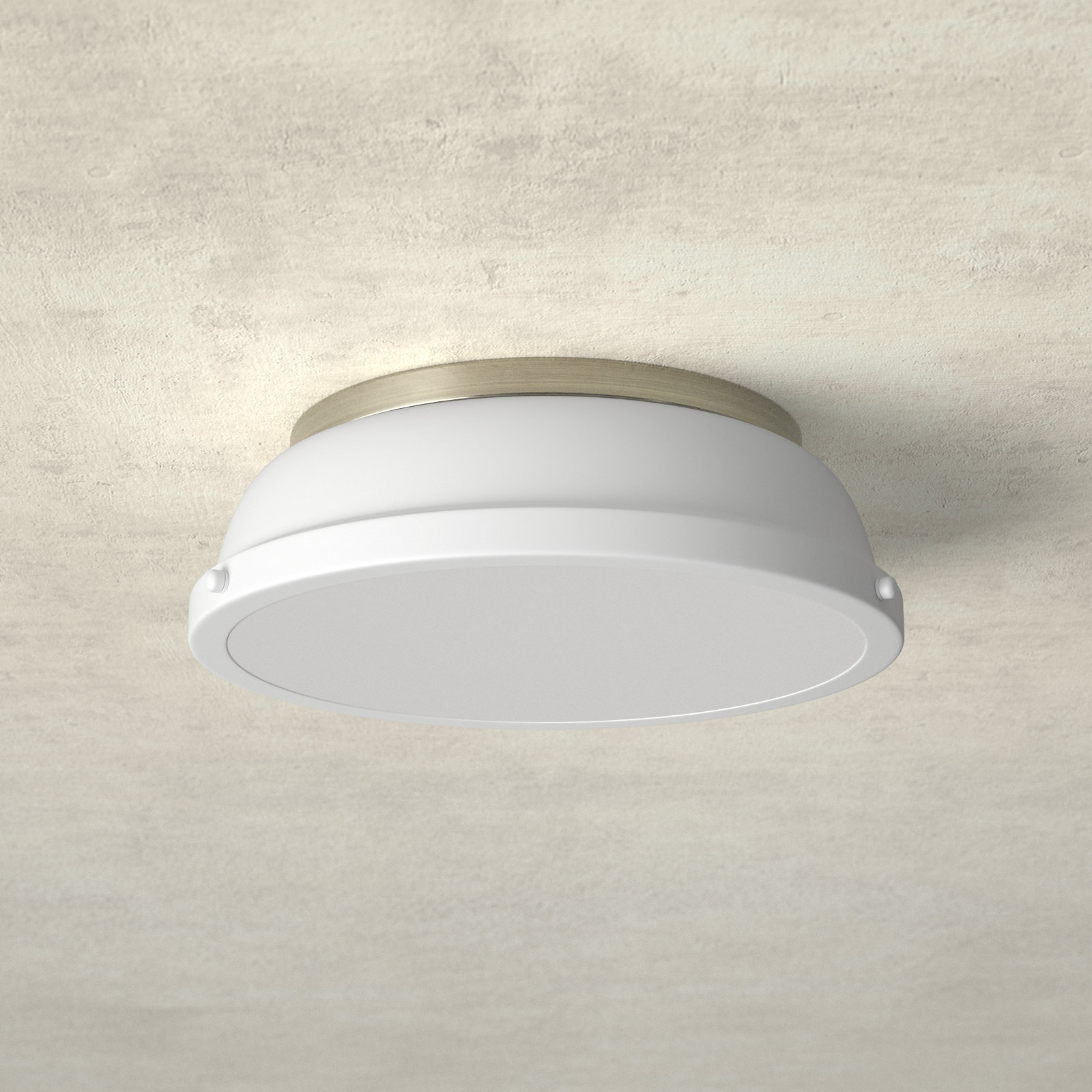 Calico 2 Light Steel Flush Mount, Matte White, Aged Brass