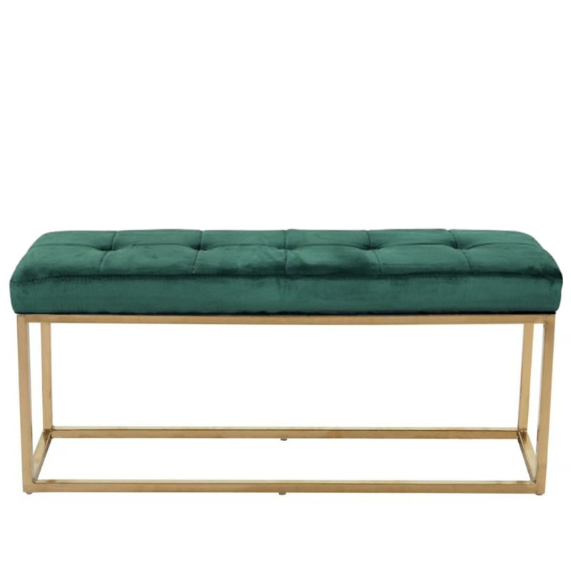 Eliandra Velvet Upholstered Bench, Green