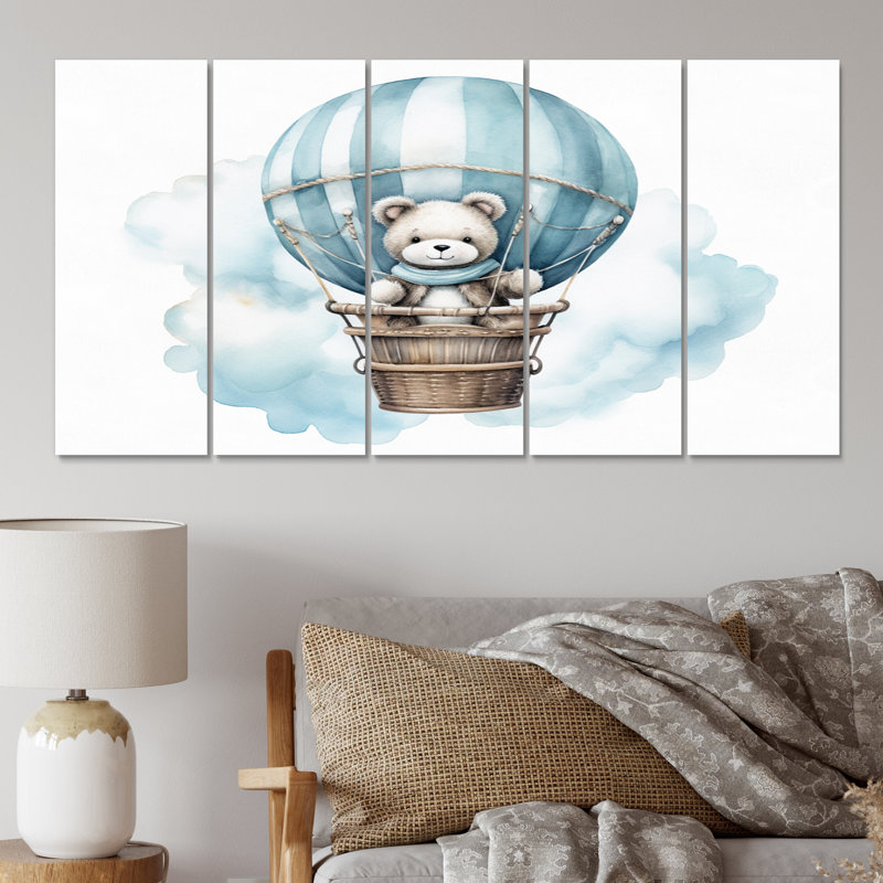«Nursery Bear Cub Children Dreams I», ensemble d'art mural en métal pour enfants