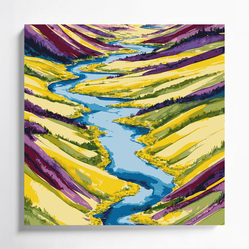 «Watercolor Landscape» 96, art mural sur toile brune, H 12 po x l 12 po