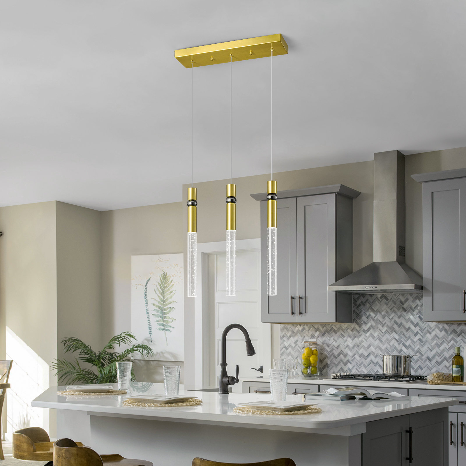 Mercer41 Dining Room Light Fixtures Ceiling Dimmable Led Modern Kitchen ...