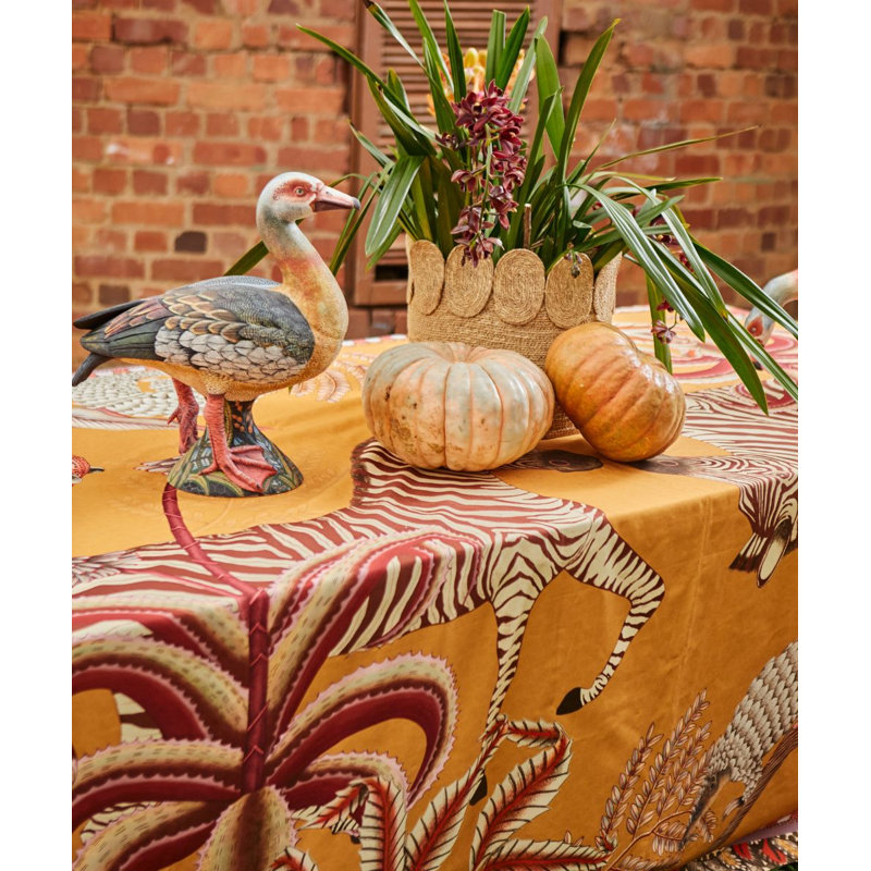 Ardmore Cotton Tablecloth, Orange, 79" Square