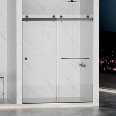 Portes de douche et de baignoire durables sans cadre avec finition noir mat moderne