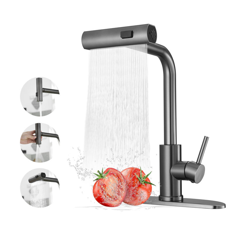 Kitchen Faucet with Pull Down Sprayer, Gray