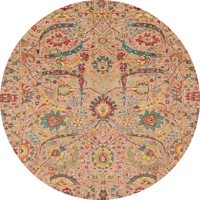 Tapis abstrait à motif abstrait moderne 4106, Rond 6 pi