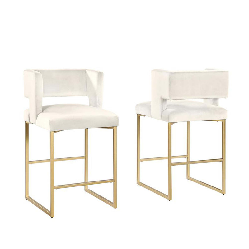 Ensemble de 2 tabourets de comptoir 27 po Modern, Crème, crème, Doré