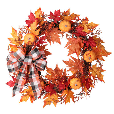 Faux Lighted Maple Grapevine 24'' Wreath