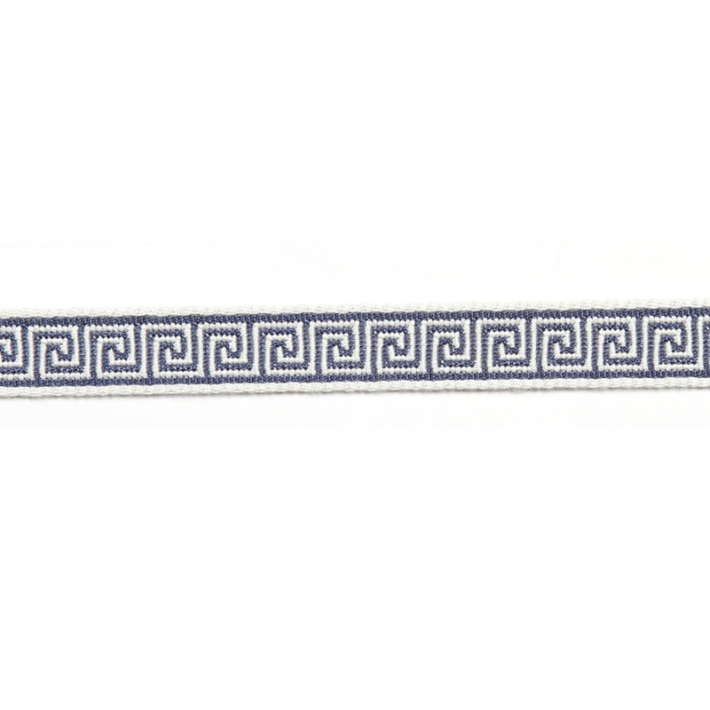 Ruban à garniture de clé grecque 9/16 po Multicolore Jacquard, En jean