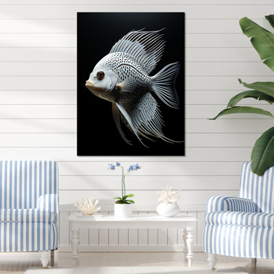 Océanic minimaliste noir et blanc papillon poisson I - art mural poisson papillon
