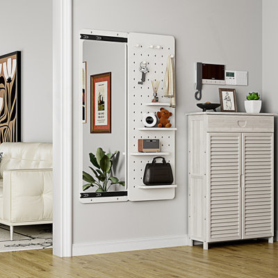 Wall Mounted Full Length Mirror, Full Body Mirror With Shelf