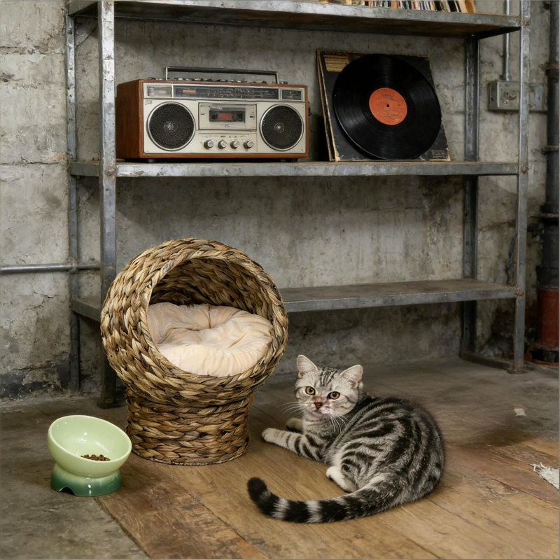 Lit pour chat, lit surélevé pour chat, Beige/Dark Brown