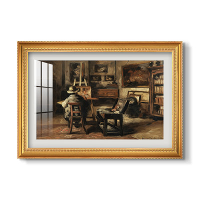 L'atelier de Ferdinand De Braekeleer I, père du peintre, vers 1873-1885 - Henri De Braekeleer - Estampe encadrée sur mesure