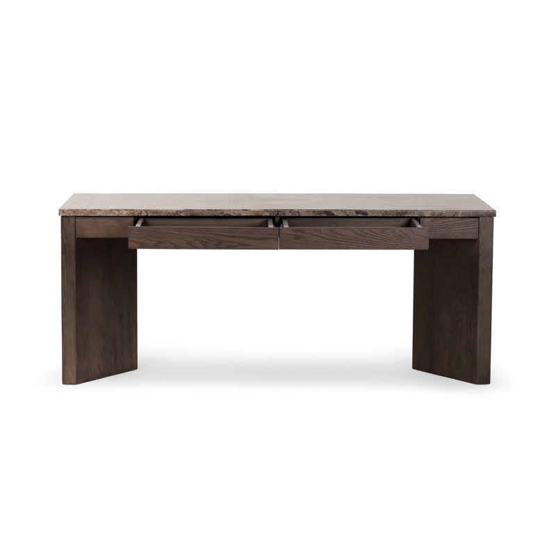 Lawson Writing Desk, Warm Grey Marble/Brown